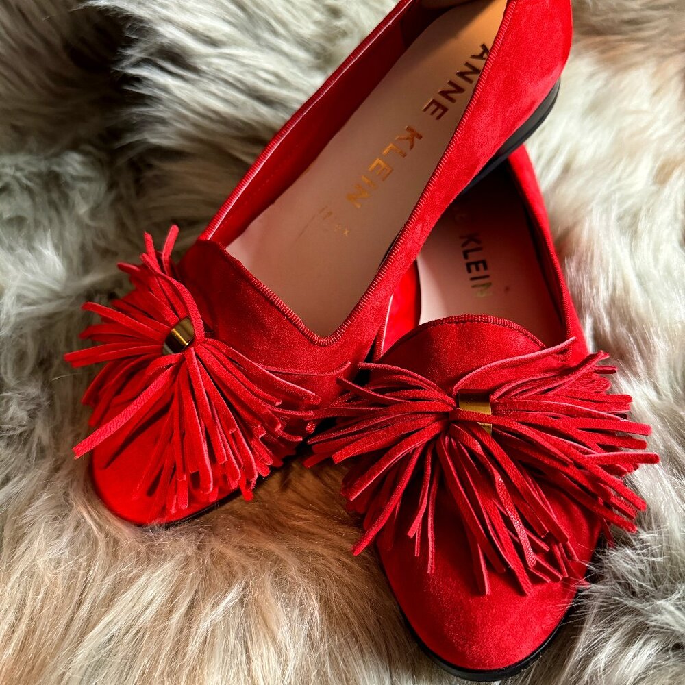 Anne Klein Red Suede Flats w/tassel